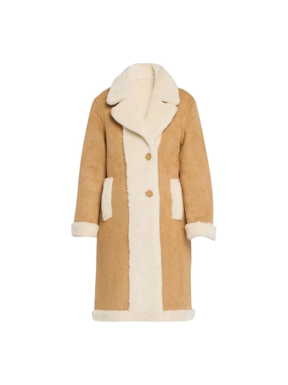 LoveShackFancy Arlington Suede Paneled Faux Shearling Coat - Picture 5 of 10